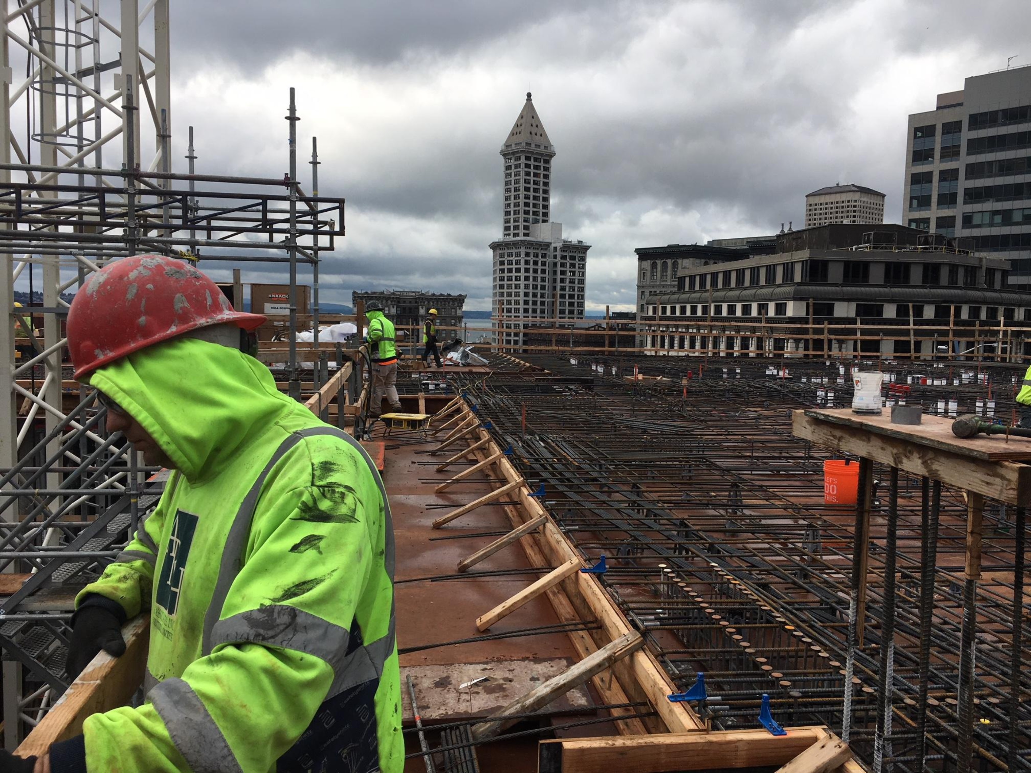 ARH & Associates construction team reviewing project plans